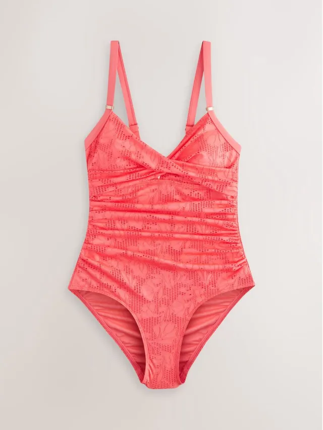 Next Dames - Vormgevend en buikcorrigerend badpak - Roze Coral Pink Lace