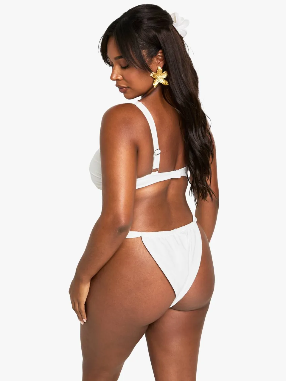 boohoo Dames Plus Swimwear Essentials Tanga Slip wit, foto 2