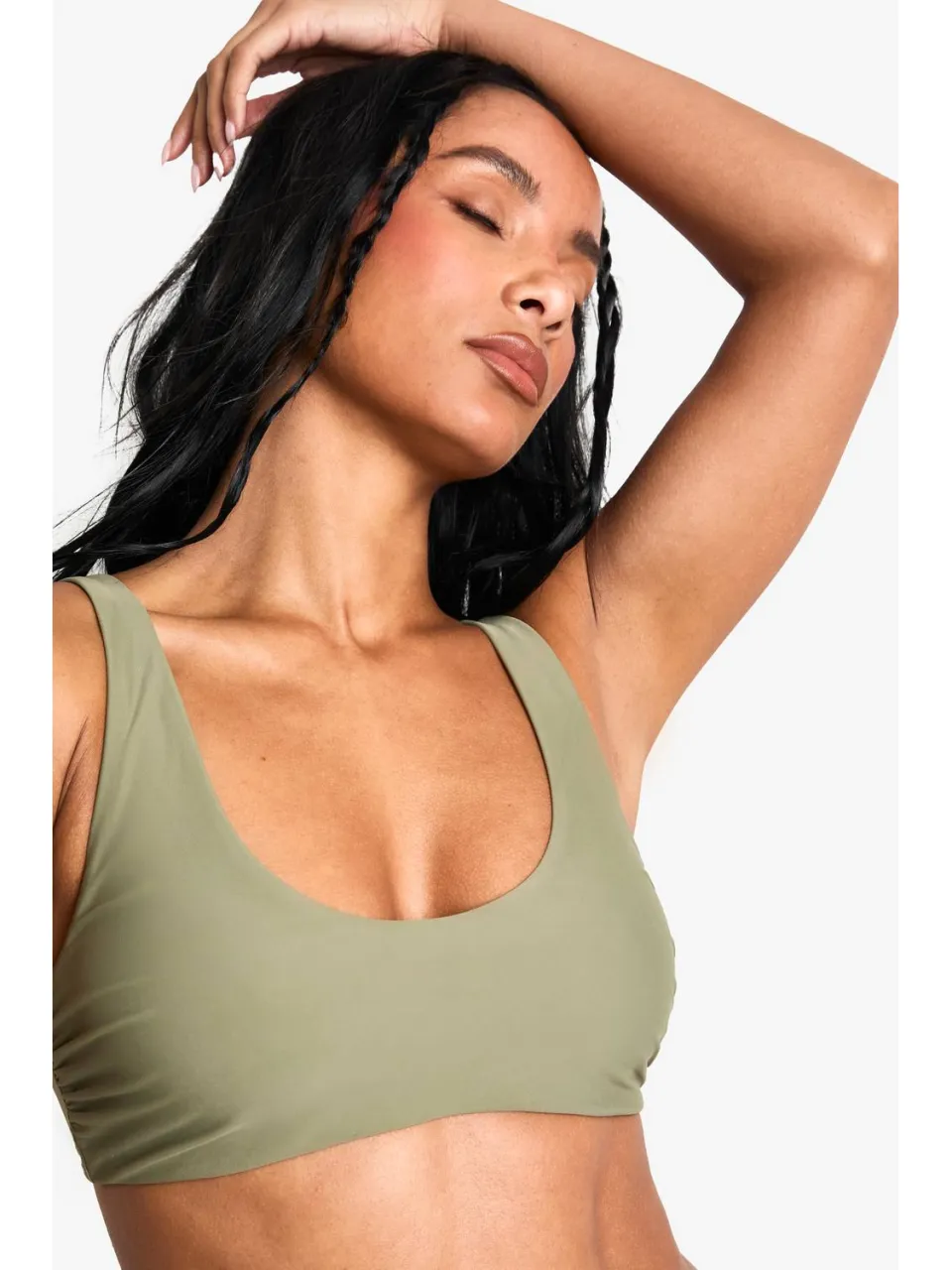 boohoo Dames Zwemkleding Essentials Scoop Bikini Top kaki, foto 4