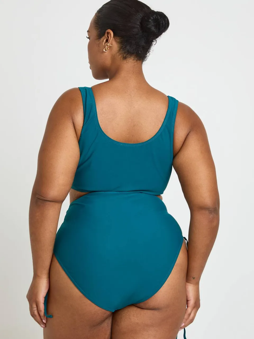 boohoo Dames Plus Buikcontrole Geplooid Hoge Taille Bikinibroekje groenblauw, foto 4