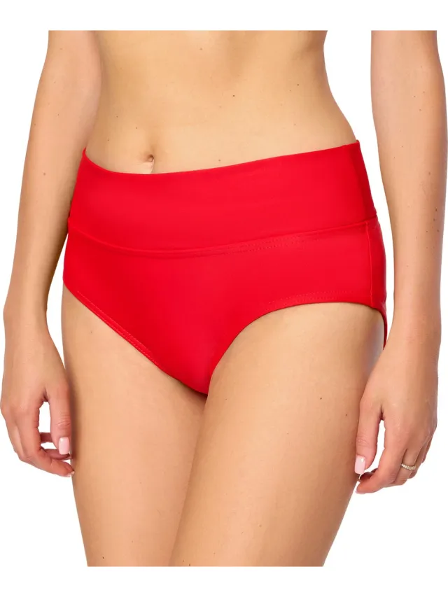 Bellivalini Dames Zwembroek - Bikinibroekje - Elastische tailleband - Polyamide & Elastaan – Zwart – 4XL - BLV-VR-Brief-5 Rode jas
