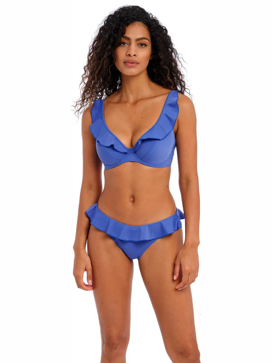 Freya Jewel Cove niet-voorgevormde beugel bikinitop met ruches blauw