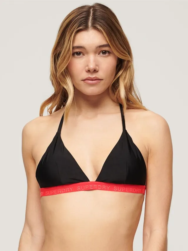Superdry Elastische triangelbikinitop - Dames - Badpakken zwart