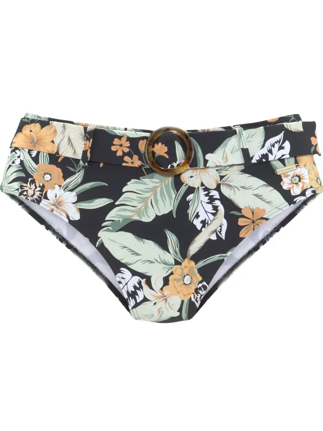 Highwaist bikinibroekje zwart geprint