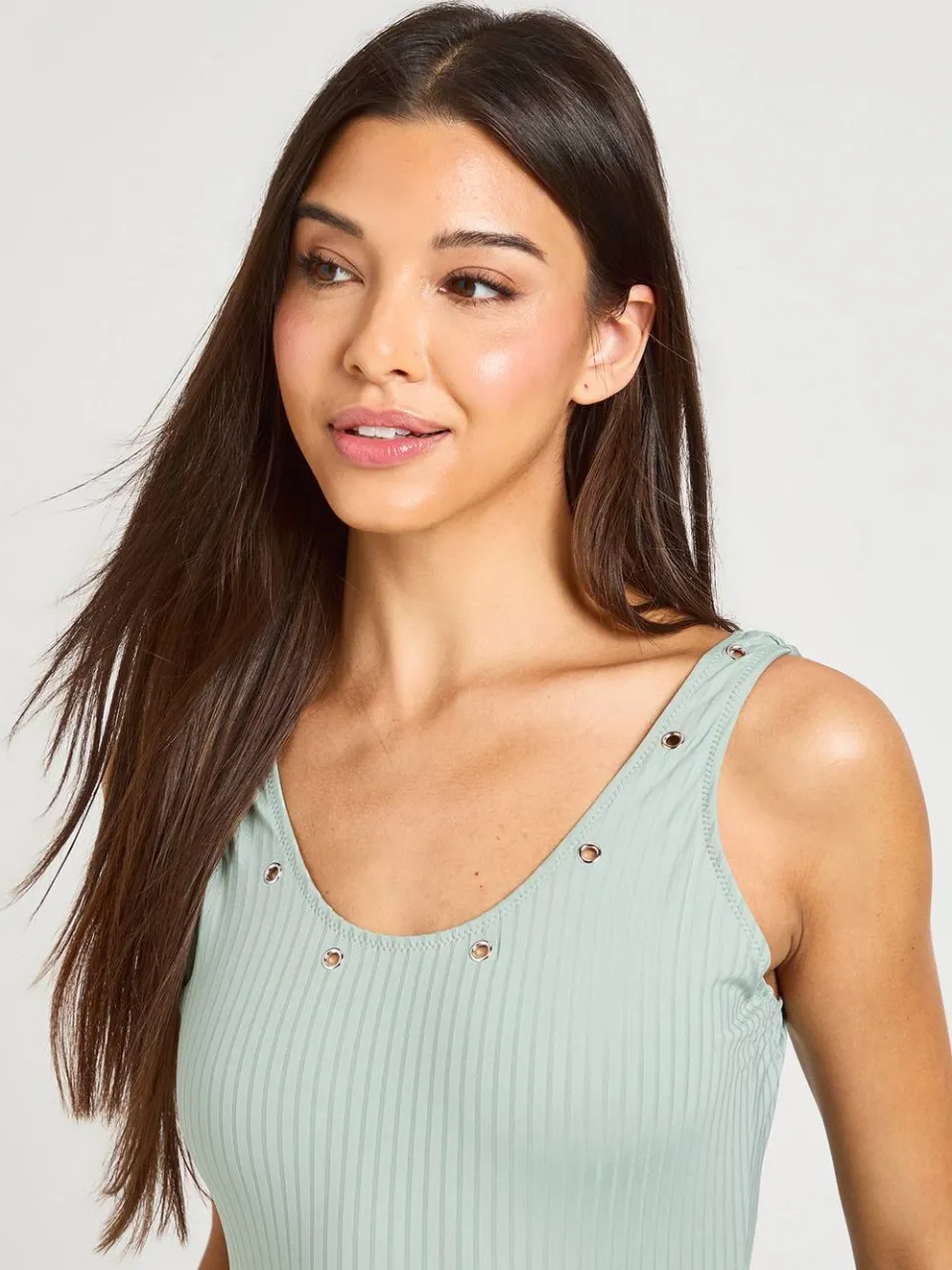 boohoo Dames Gestructureerd Badpak Met Oogjesdetail En Ronde Hals verstandig, foto 2
