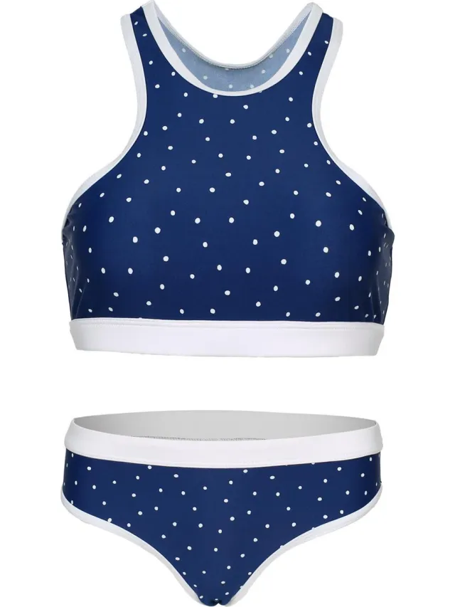 La V Bikini sport basic - Navy stippen 140-146