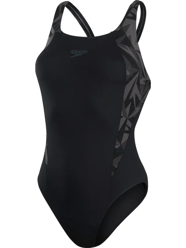 Speedo Maat 34 Hyper Boom Splice Muscleback Dames - Zwart / Grijs