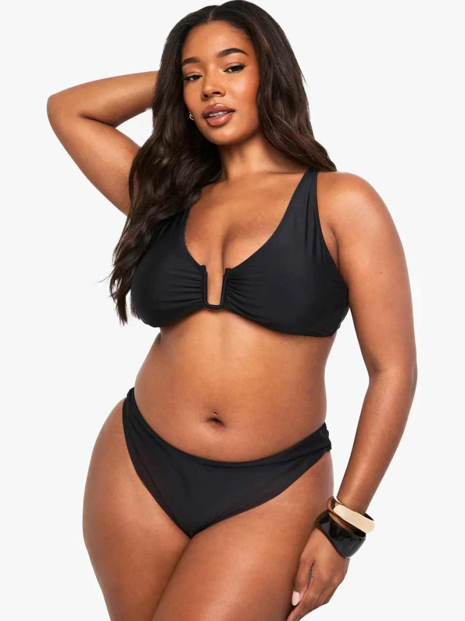boohoo Dames Plus Zwemkleding Essentials Hoge Taille Slip zwart, foto 3