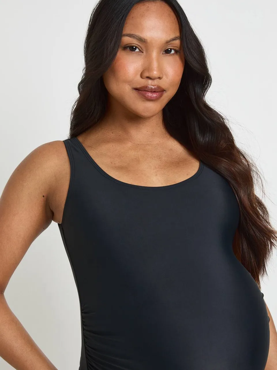 boohoo Dames Zwangerschaps Badpak Met Ronde Hals zwart, foto 4