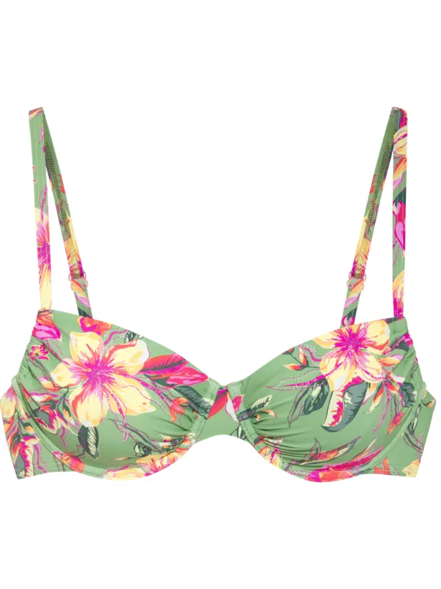 beugelbikinitop groen bloemenprint salie/pink bedrukt