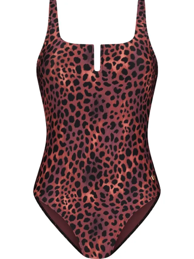 Beachlife Leopard Lover square badpak Bruin, zwart