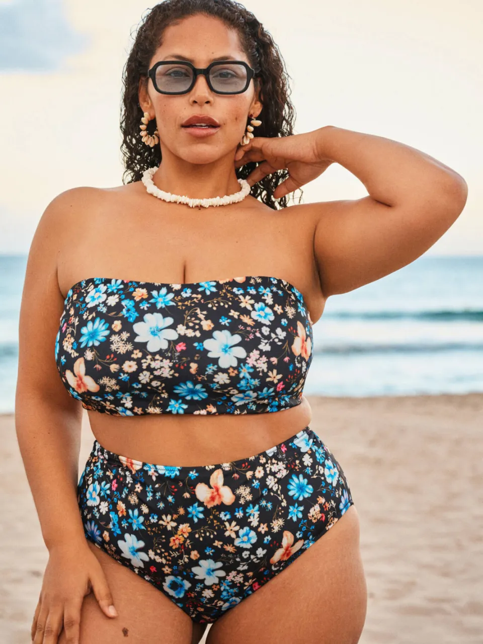 Zizzi high waist bikinibroekje CAANNE zwart/multi, foto 5