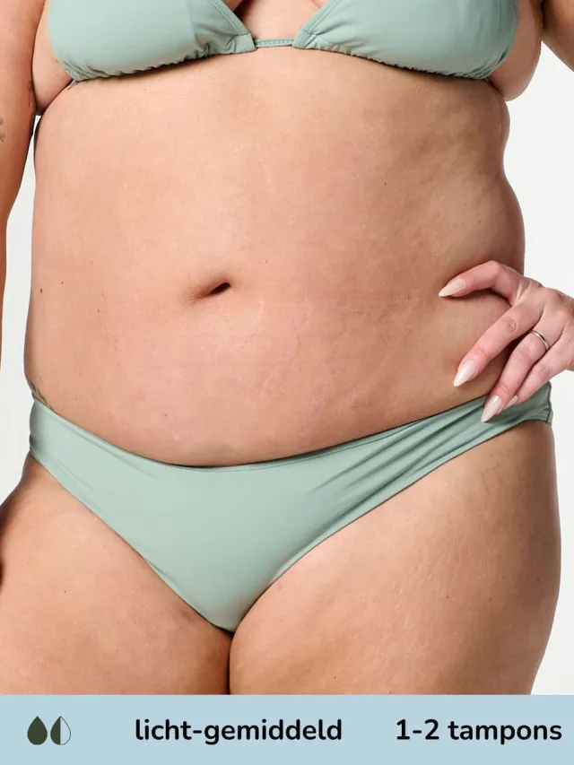 moodies period undies Moodies menstruatie zwemkleding - Bikini Broekje - licht-gemiddeld kruisje - Groen