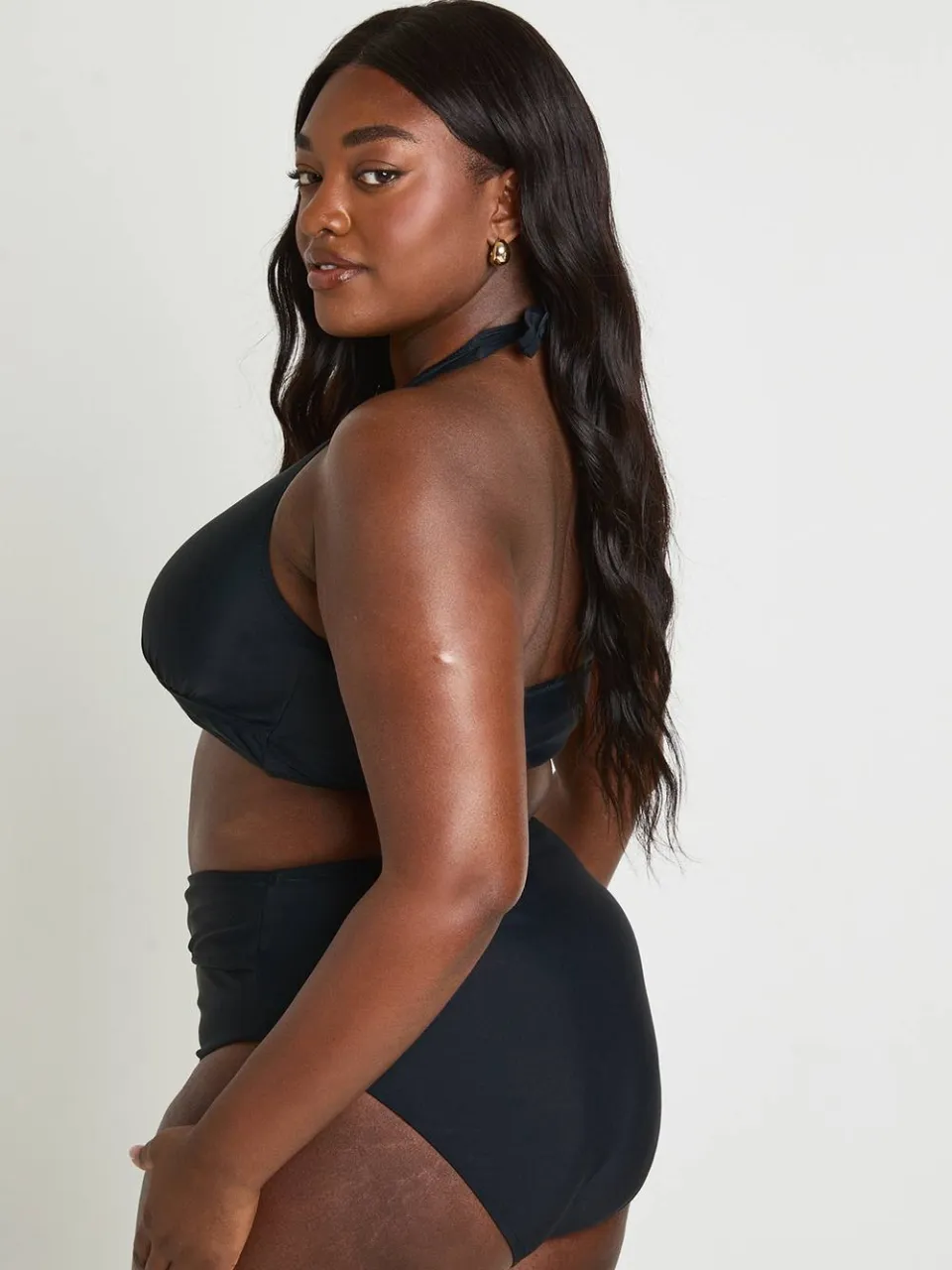 boohoo Dames Plus Buikcontrolerende Wikkel Taille Bikinibroekje zwart, foto 2
