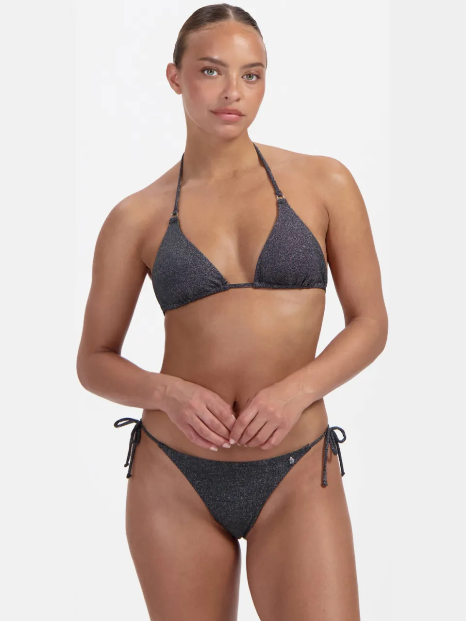 Beachlife Limited voorgevormde triangel bikinitop met lurex zwart