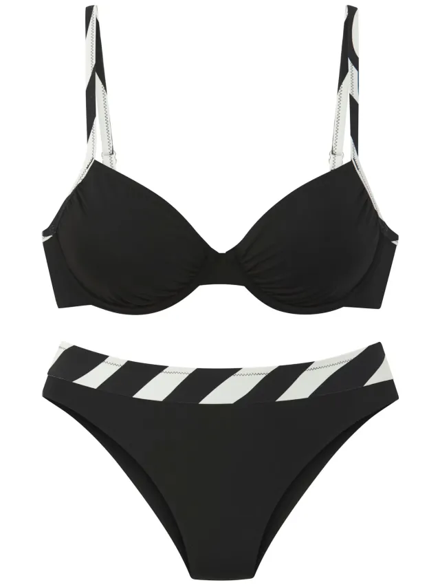 beugelbikini zwart met witte details, foto 2