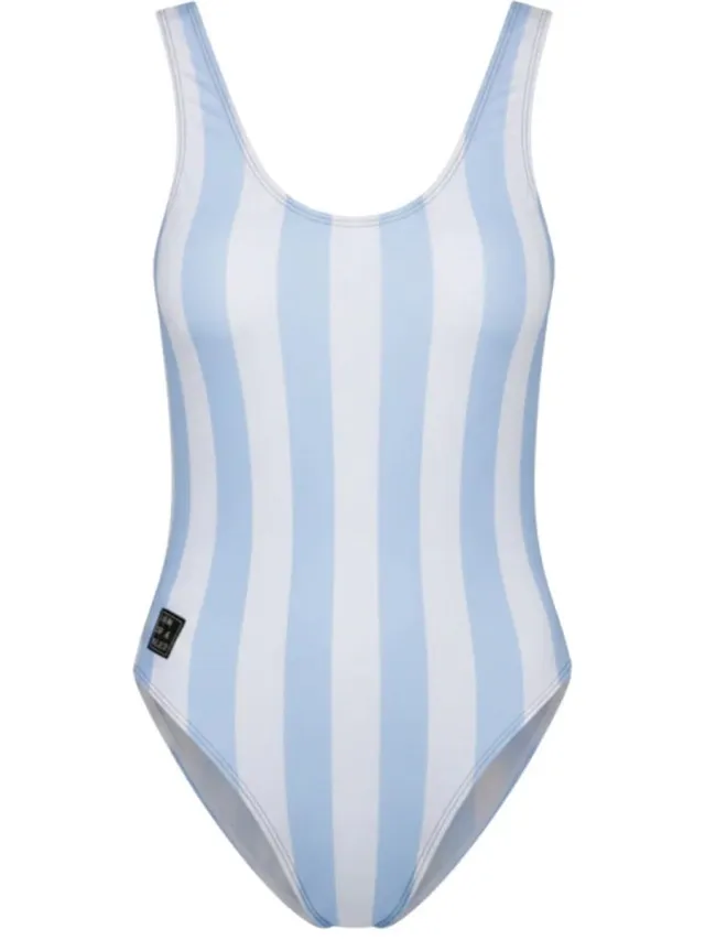 Son of a Beach Stripe Light Blue Dames Badpak - Blauw/Wit