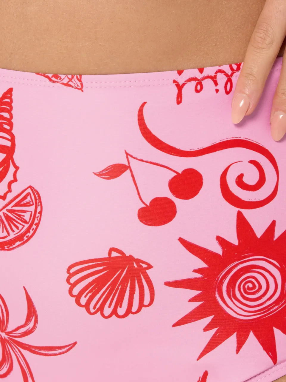 Yours Roze Schelpenprint Superhoge Taille Bikinibroek, foto 5