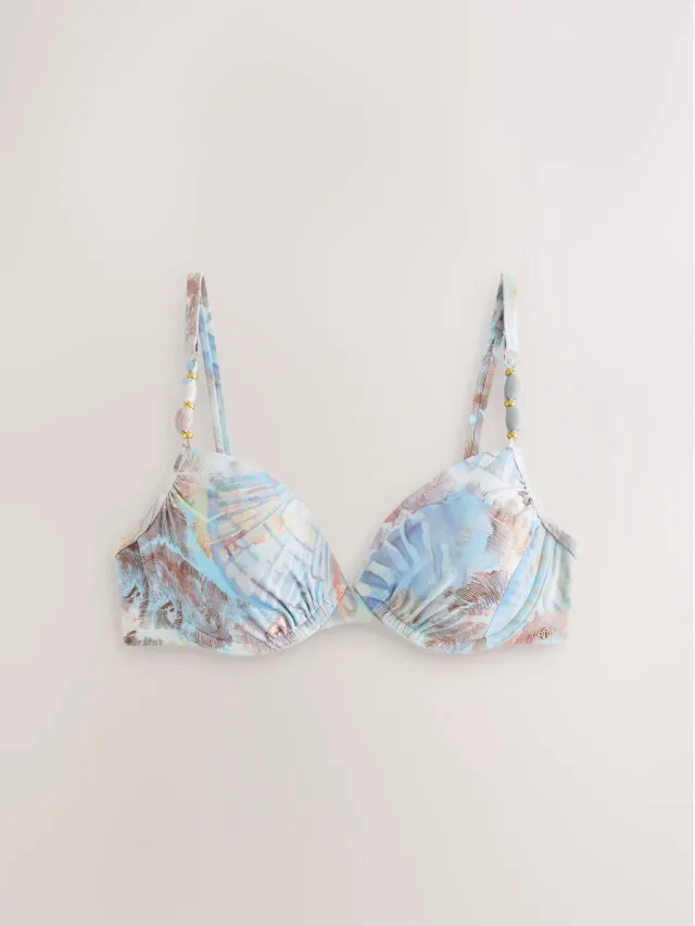 Next Dames - Bikinitop met vullingen, beugel en kraalbandjes - Crème Pastel Blue Shell