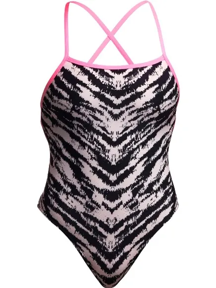 Funkita Strapped In One Piece badpak zwart Grijs