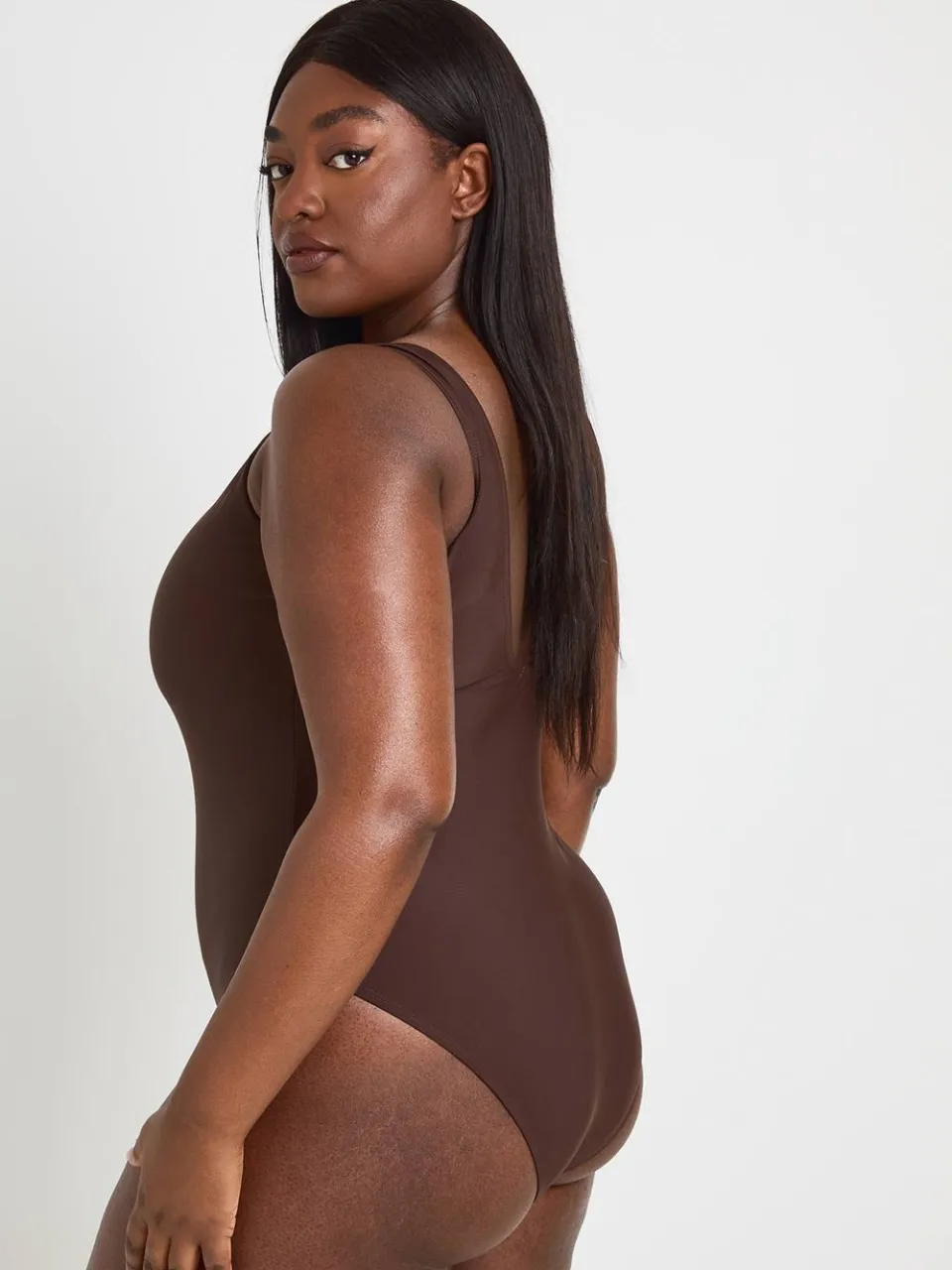 boohoo Dames Plus Badpak Met Decoratief Detail En Ronde Halslijn chocoladebruin, foto 2
