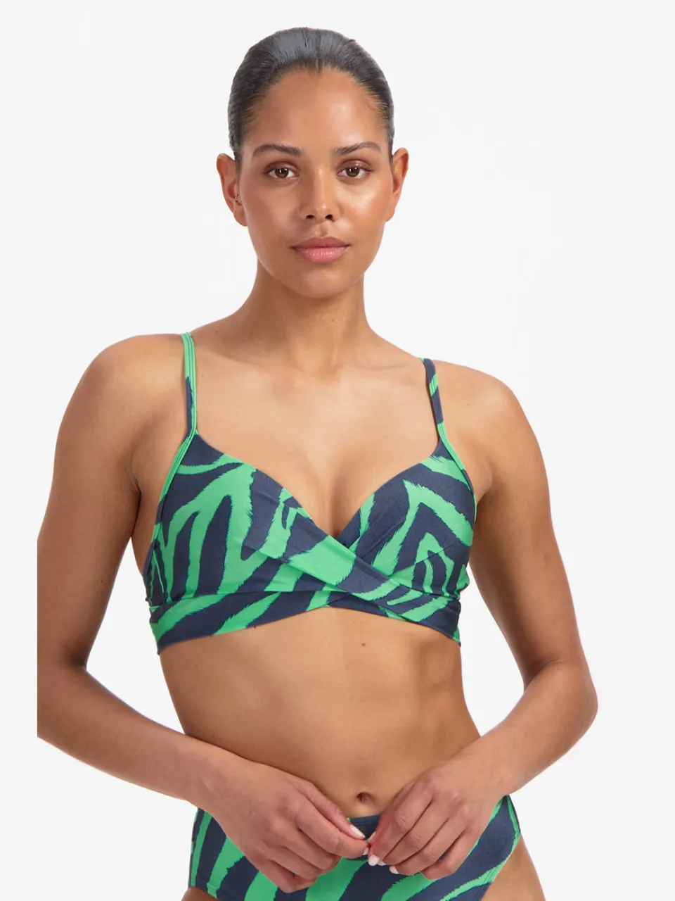 Beachlife voorgevormde beugel bikinitop groen/donkerblauw