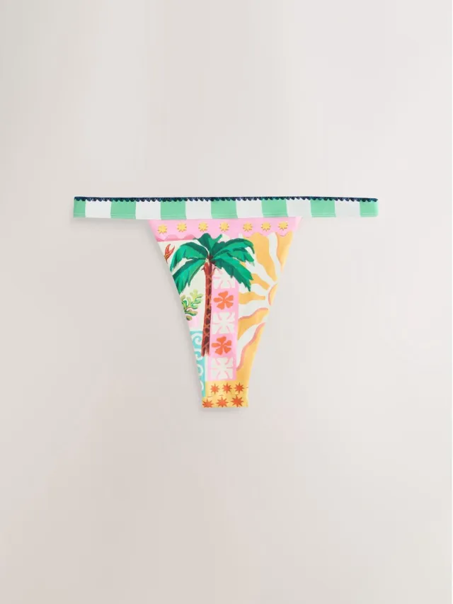 Next Dames - Hoog opgesneden tanga-bikinibroekje - Groen Multicolour Fanta