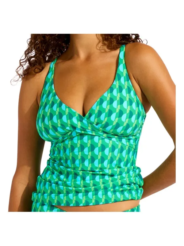 Seafolly Sorrento Multifit wrap front tankini groen Meerkleurig