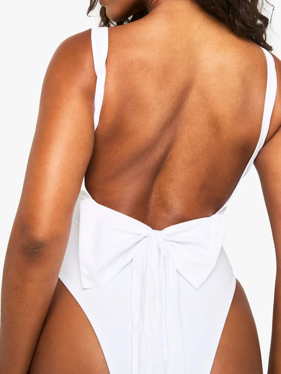 boohoo Dames Bruidsboog Scoop Zwempak wit, foto 4