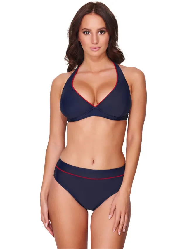 Merry Style Antie Dames Bikiniset – Top – Slip – Marine/Rood – 80F/38 - MS-VO-BORNEO-nnn