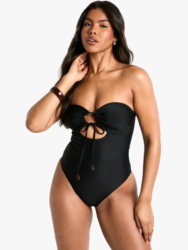boohoo Dames Resin Trim Badpak Zwart