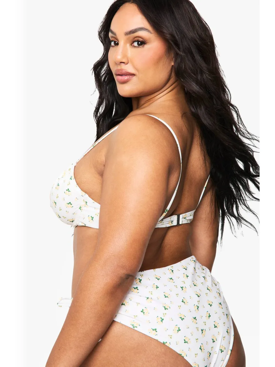 boohoo Dames Plus Ditsy Floral beugelbikini top geel, foto 3