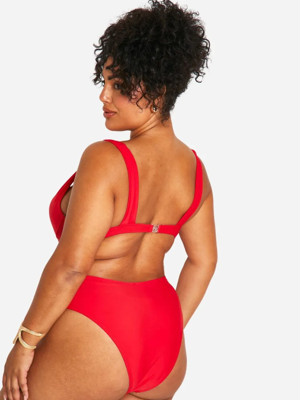 boohoo Dames Plus Geknoopte Beugel Bikini met Hoge Taille rood, foto 3