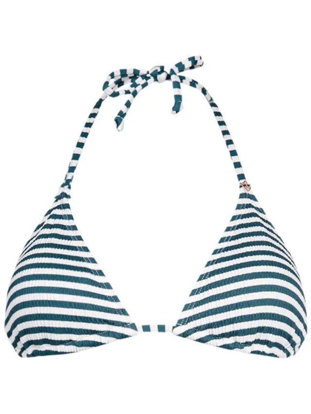 Brunotti Novalee voorgevormde triangel bikinitop groen/wit, foto 2