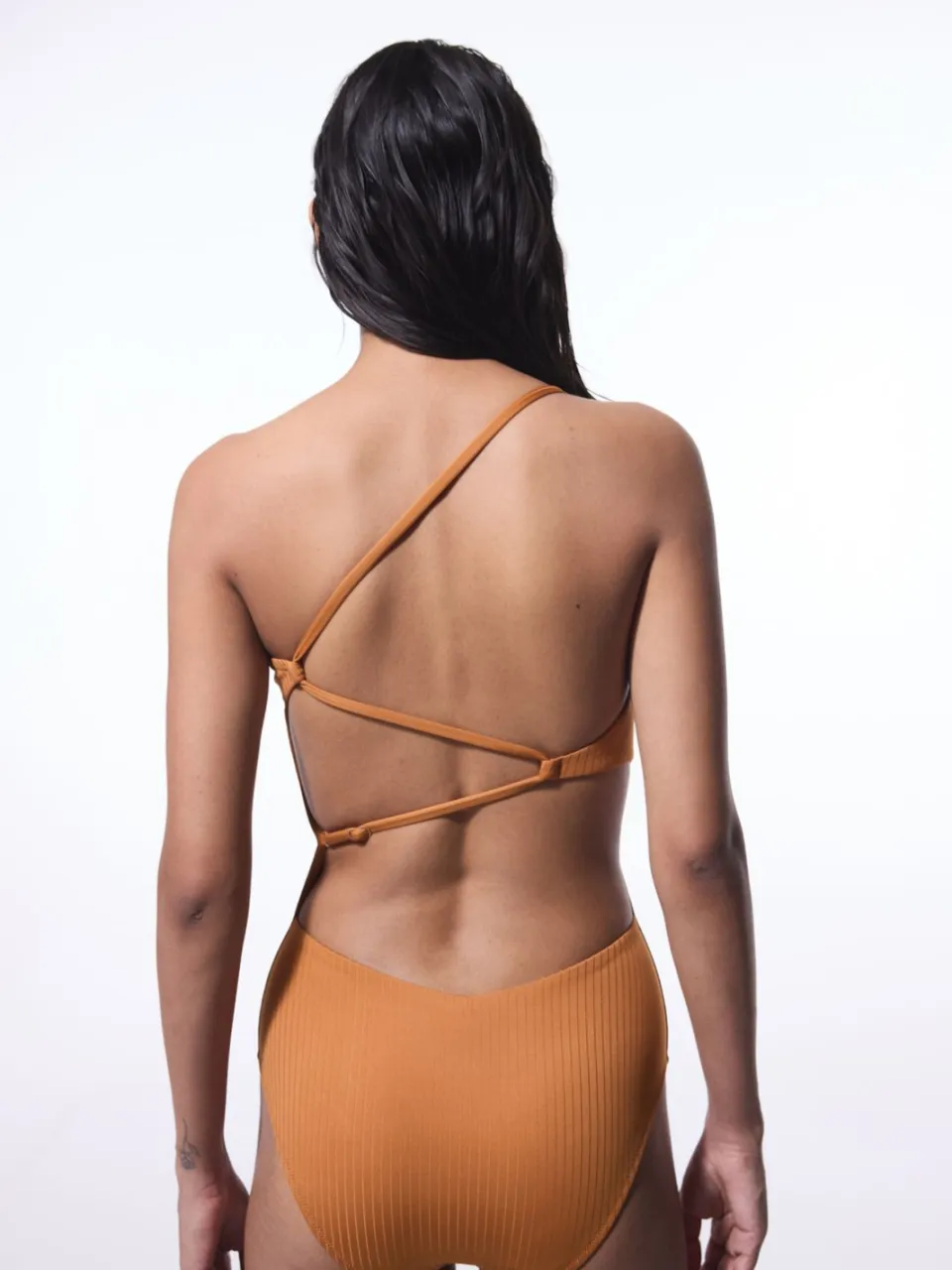 Penti Geribbelde Vierkante Nek Eenslapen Badpak camel, foto 2