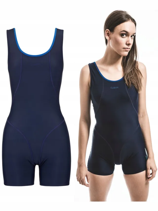 ZAGANO Badpak met pijpjes dames - Donkerblauw/Blauw - Sneldrogend - Chloorbestendig - UV-bestendig