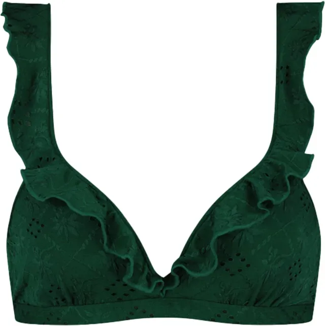 Beachlife Green Embroidery Dames Bikinitopje Donkergroen, Groen