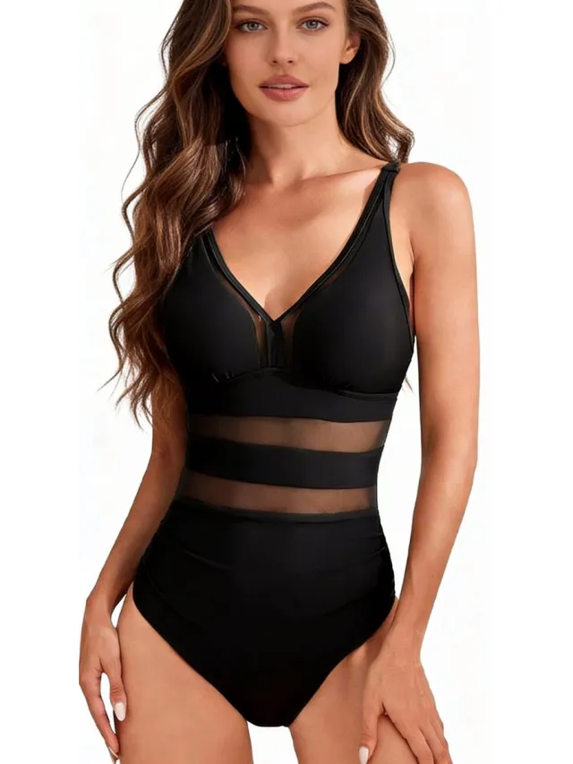 RedParrot Aansluitend Badpak - Zwart - Dames - Bikini - Open Rug