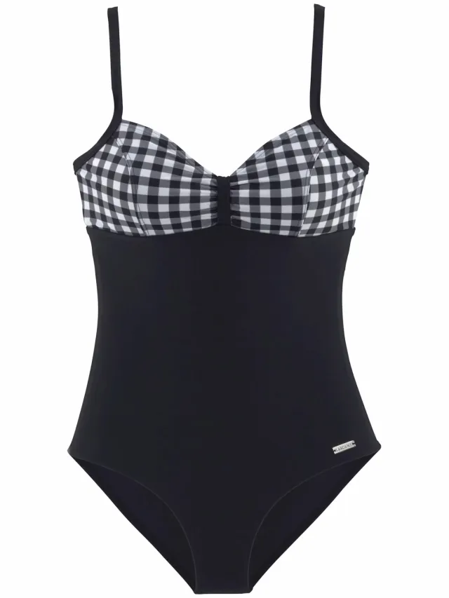 badpak zwart met vichy, foto 2