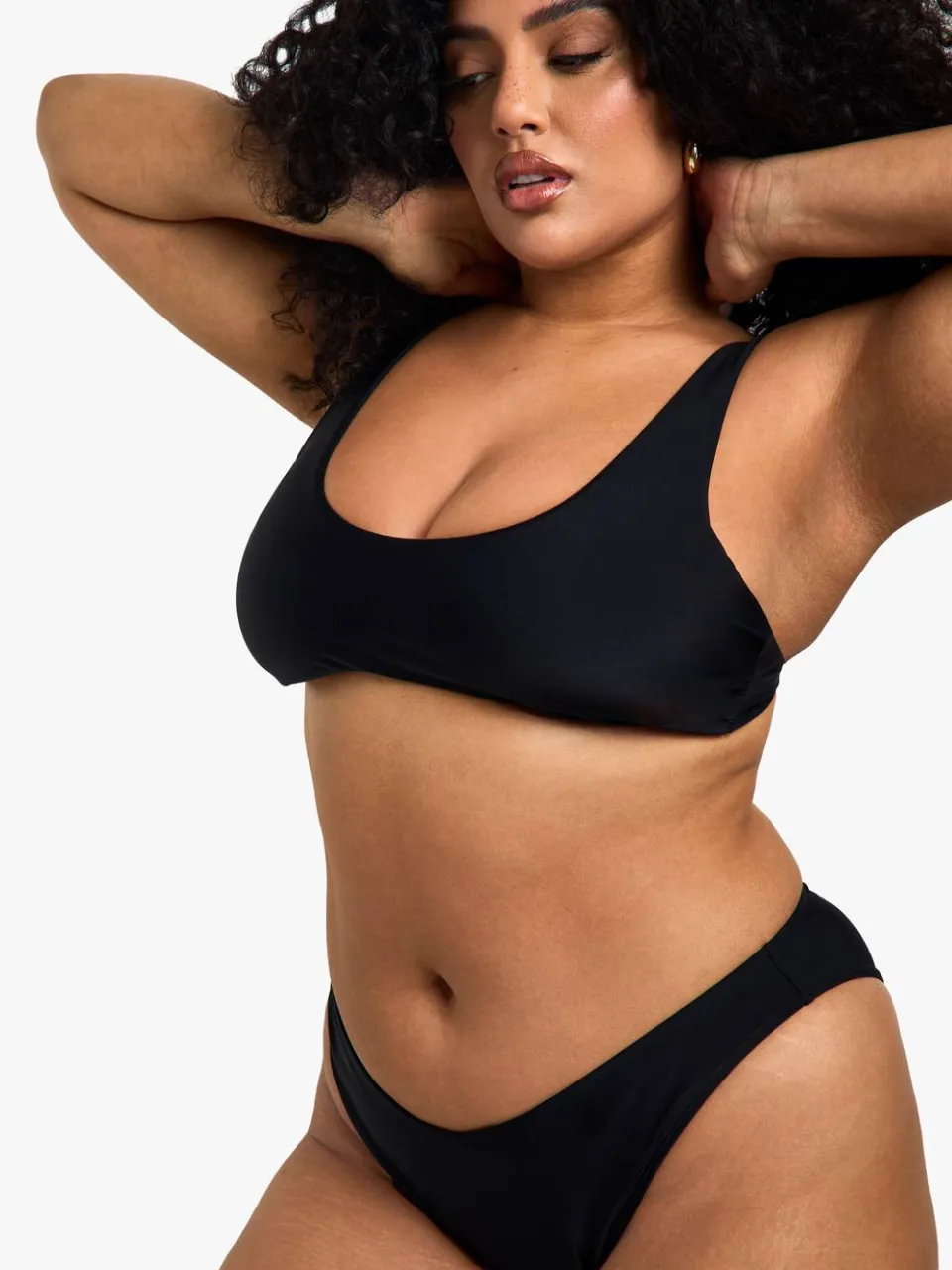 boohoo Dames Plus Zwemkleding Essentials V-Voorkant Slip zwart, foto 4