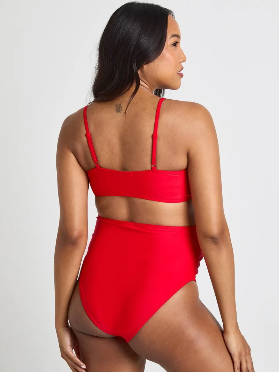 boohoo Dames Zwangerschaps Hoge Taille Gerimpeld Bikinibroekje rood, foto 2