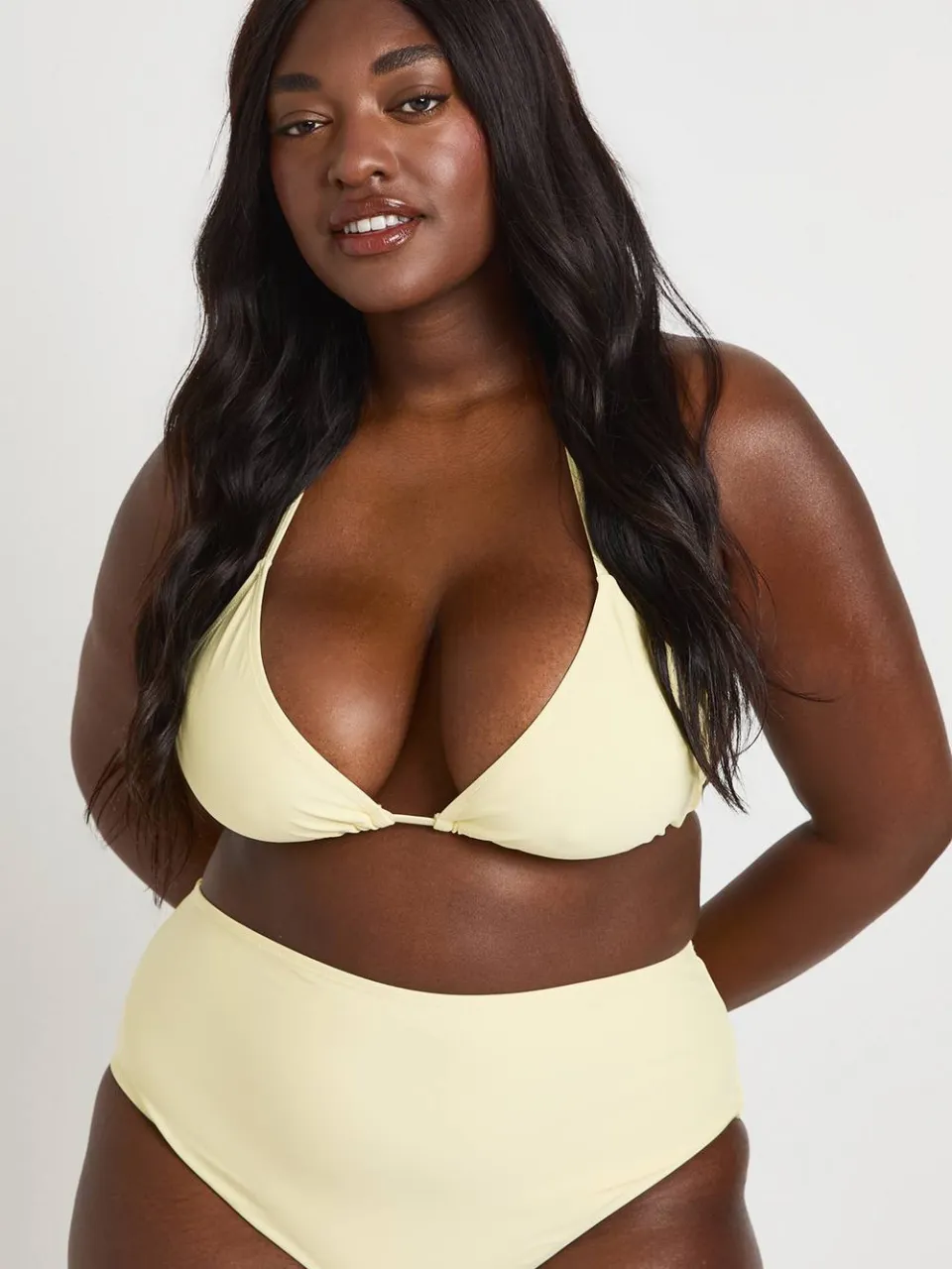 boohoo Dames Plus Essentials Hoge Taille Slip Citroen