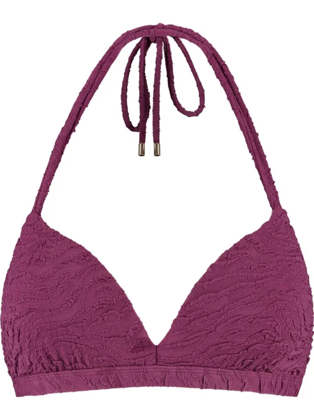 Beachlife voorgevormde halter bikinitop met textuur donkerpaars, foto 2