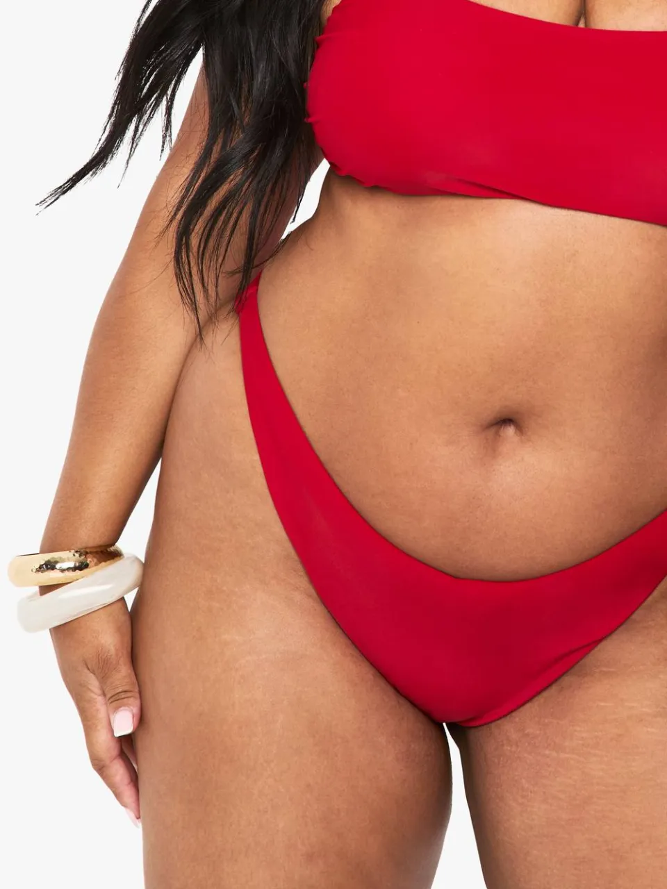 boohoo Dames Plus Zwemkleding Essentials V-front slip rood, foto 4