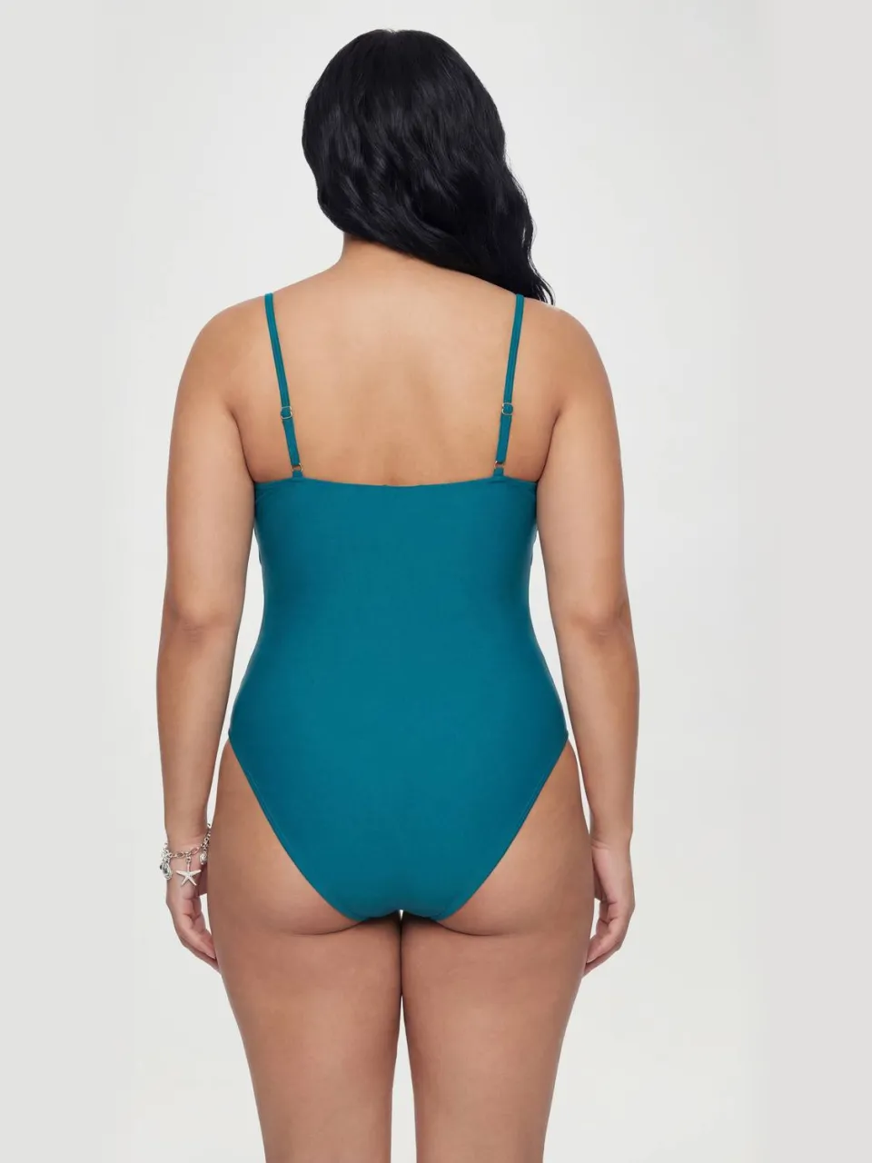 boohoo Dames Plus Badpak Met Sierdetail En Keyhole-uitsnijding groenblauw, foto 2