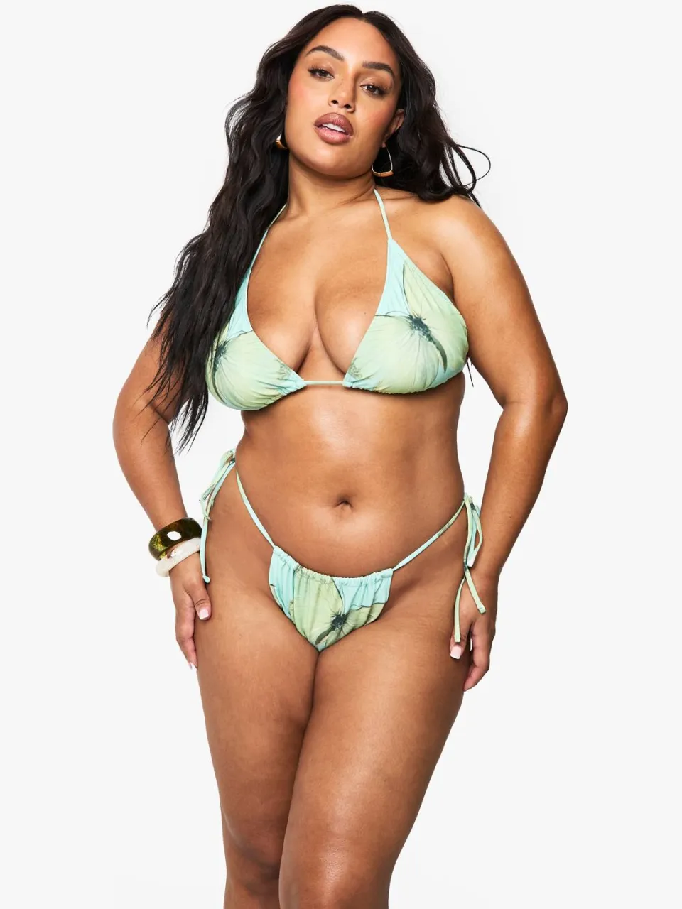 boohoo Dames PLUS VLINDER OVERSIZED PRINT DRIEHOEK BIKINI multicolor, foto 4