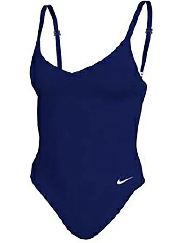 Nike Swim Badpak Met V-hals Blauw S Vrouw Midnight Navy