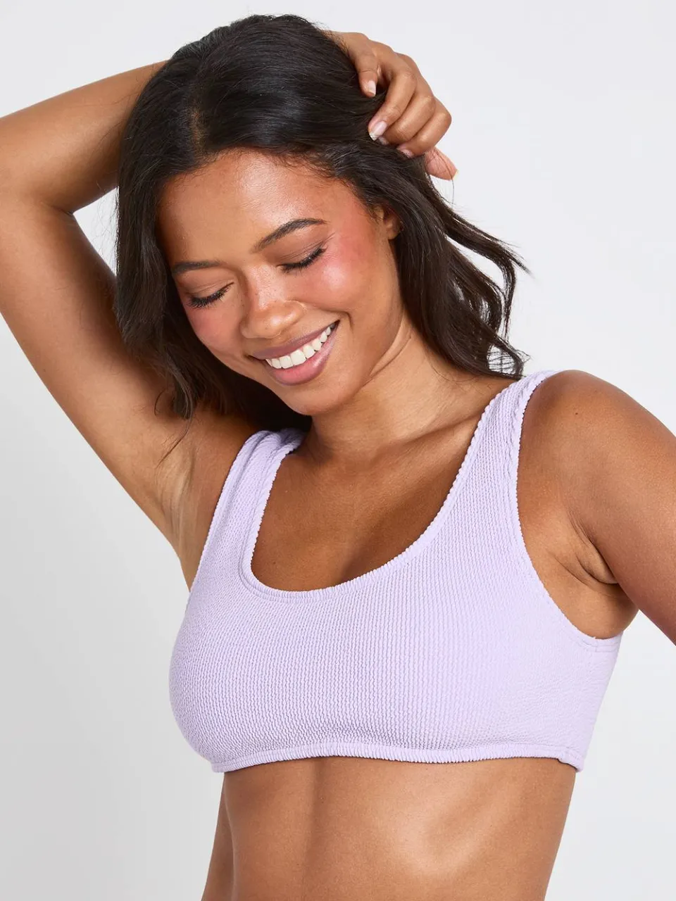 boohoo Dames Getextureerde Scoop Bikini Top lila, foto 4