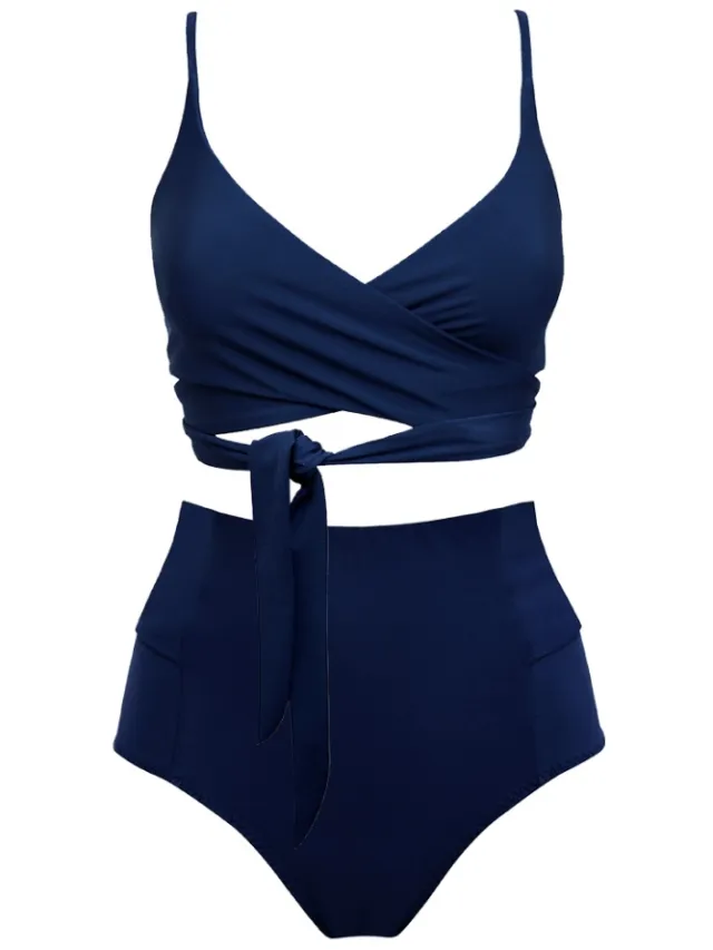 Anekdot dames vegan Bikini Lin Bowknot Marineblauw