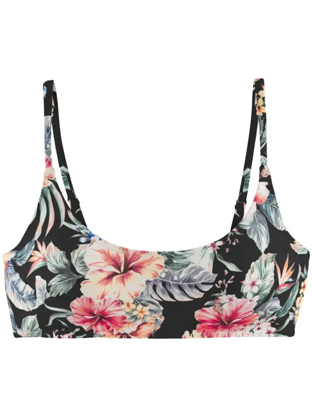 bustierbikinitop zwart met bloemenprint, foto 2
